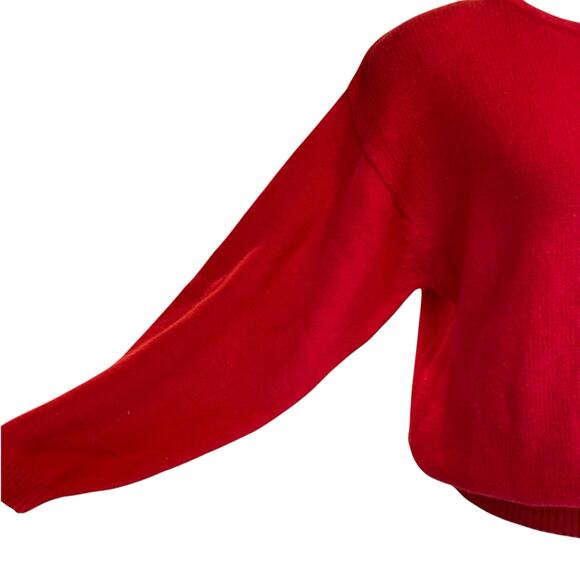 Vintage Y2K Victoria Jones Red Knit Cropped 3/4 Sleeve Knit Sweater Shirt Sz PM - Picture 11 of 16